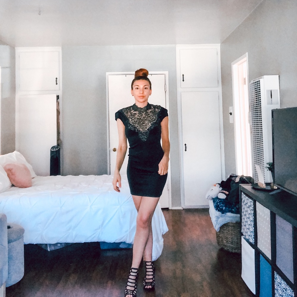 Gold Lace - Black Mini Dress